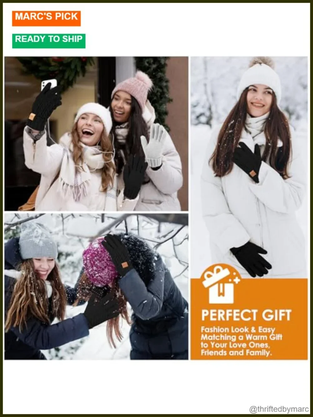 Women's Winter Gloves Thermal Fleece Lined Touchscreen